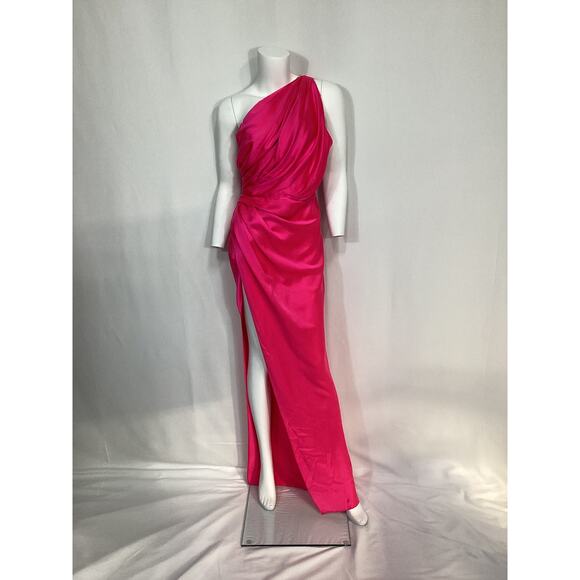 The Sei Asymmetrical Drape Pink Silk & Satin Gown Size 4 - Picture 2 of 4
